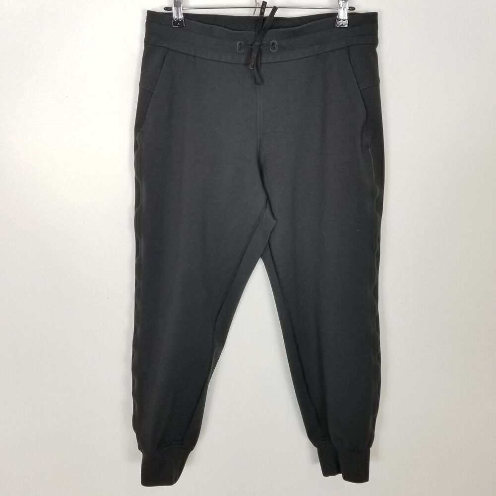 Lululemon Women On‎ Track Jogger Pants Sz 10 Black Pull On Athletic Drawstring
